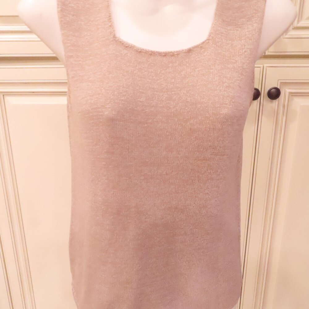 Valerie Stevens Tan Beige Knit Scoop Neck Tank Top size Small